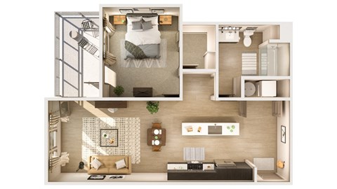 Floor plan for 1 bed, 1 bath, 825 sqft